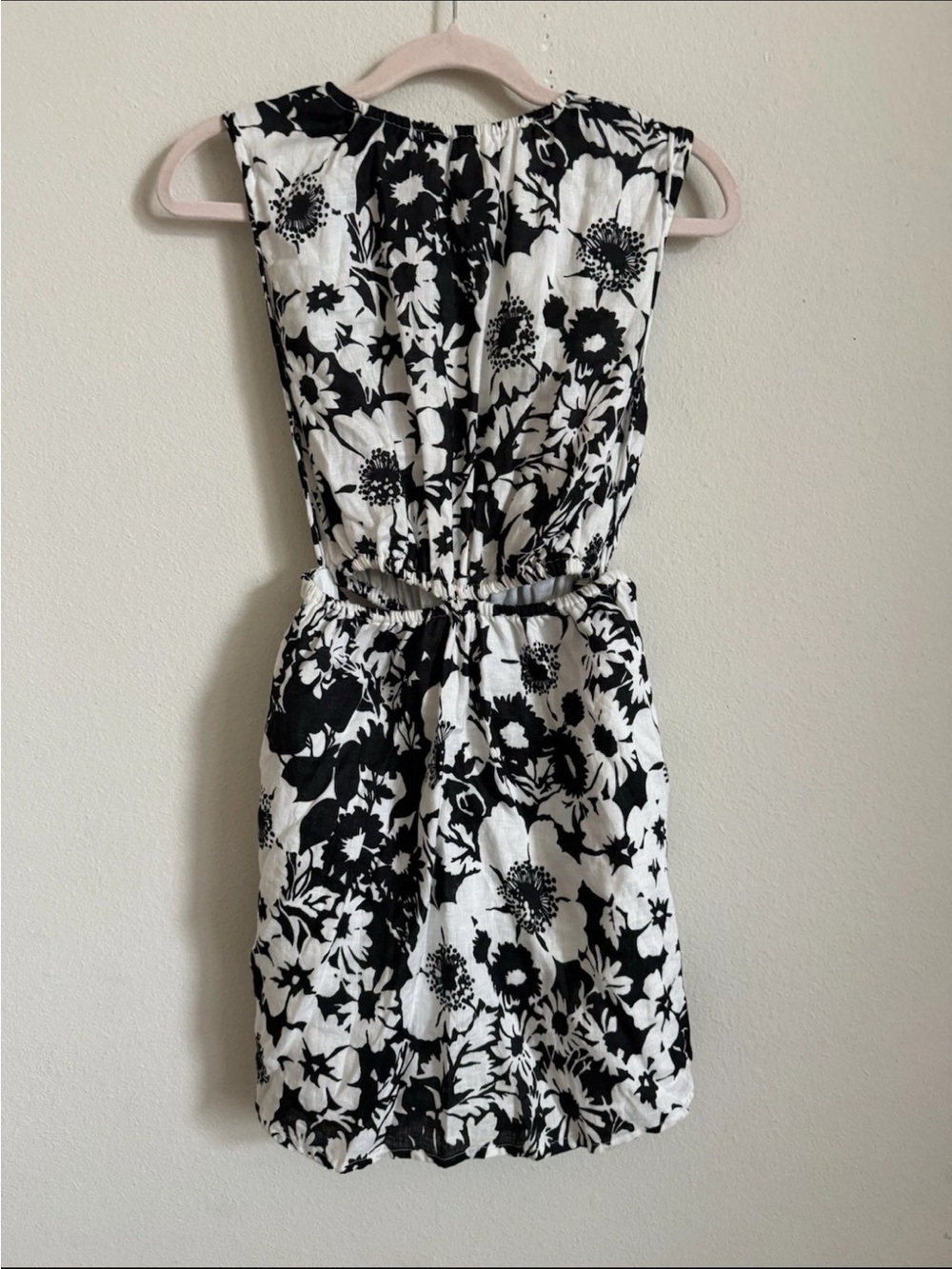 Faithfull The Brand Linen White Floral La Pienta Cut Out Mini Dress M